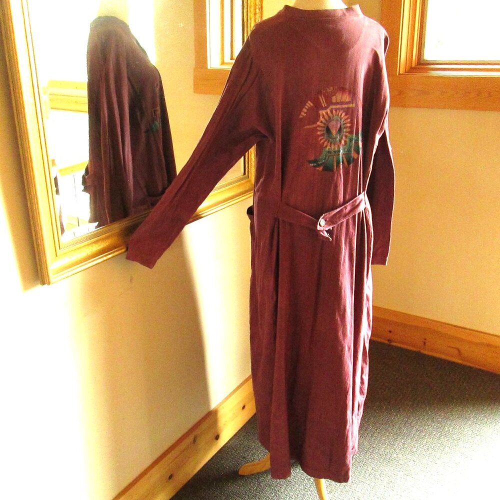 Steel Pony Long Purple Button-Down Dress with Brown Steel Pony Jacket - Picture 10 of 15